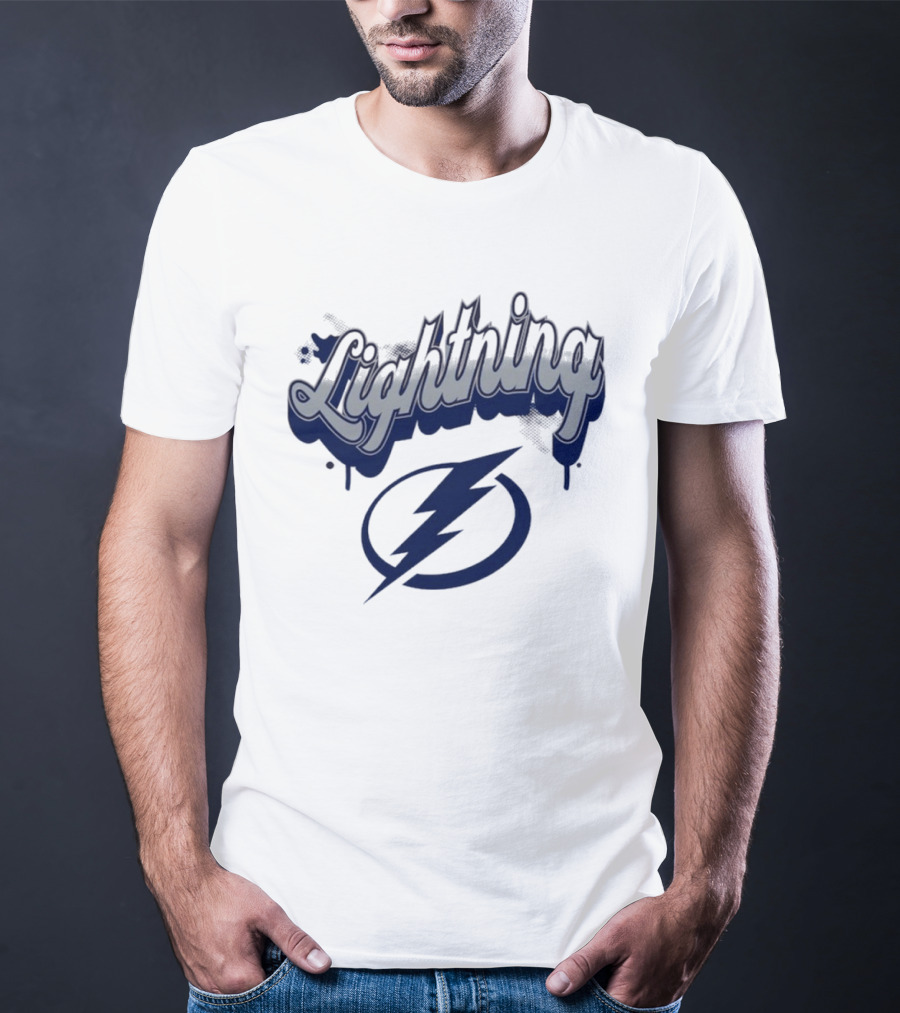 Lightning Script Blue Bolt Bubbly Tampa Bay T-Shirt