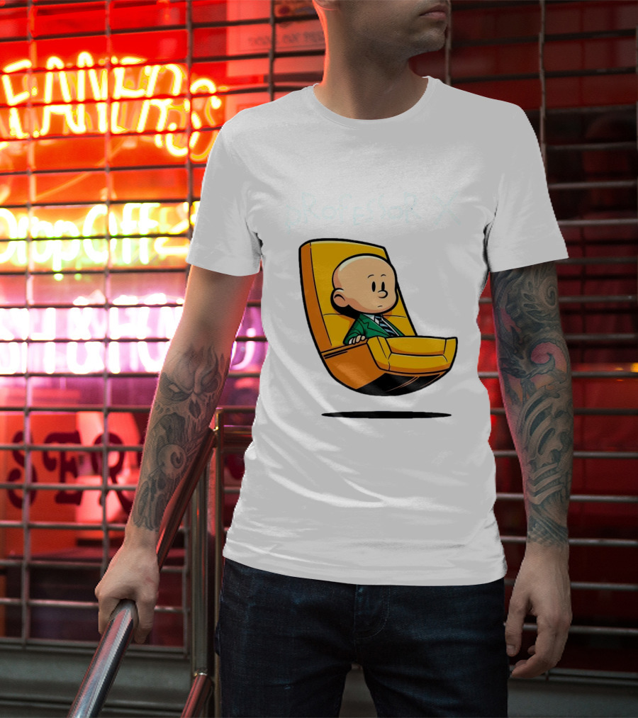 Professor X Cartoon Style In Yellow Chair T-Shirt