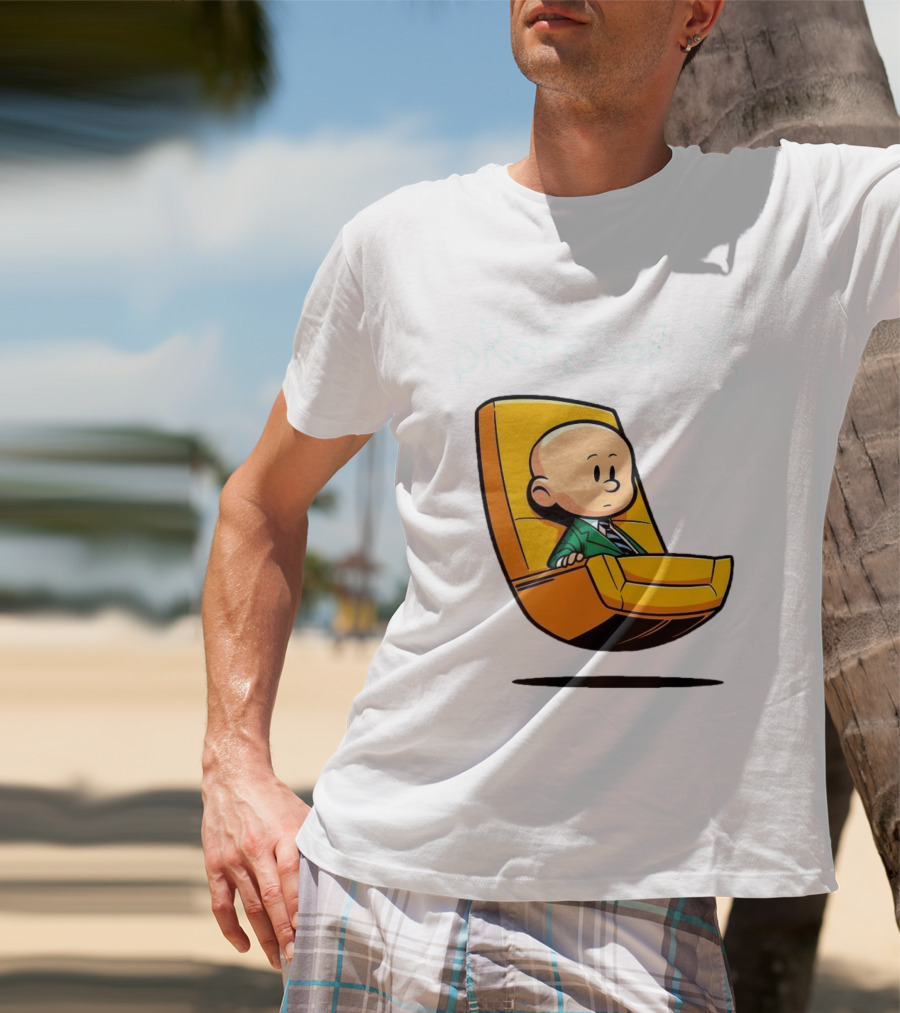 Professor X Cartoon Style In Yellow Chair T-Shirt