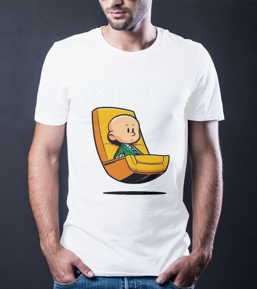 Professor X Cartoon Style In Yellow Chair T-Shirt