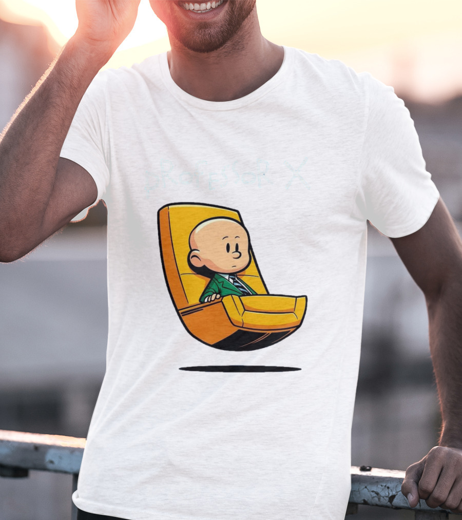 Professor X Cartoon Style In Yellow Chair T-Shirt