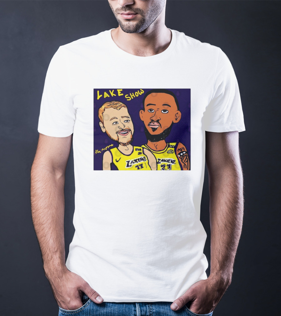 LeBron James And Luka Dončić Lake Show Lakers Cartoon Art 23 77 T-Shirt