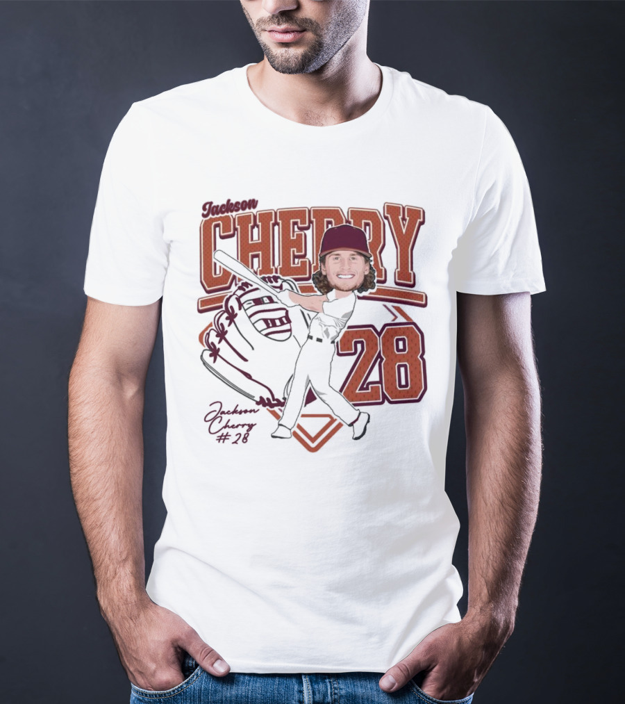 Cherry Baseball Jackson #28 Player Portrait 2025 T-Shirt