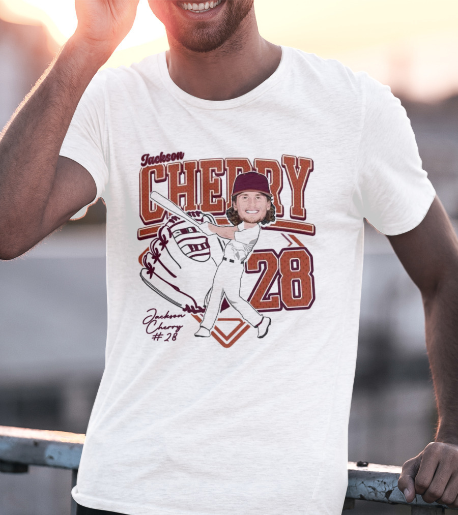 Cherry Baseball Jackson #28 Player Portrait 2025 T-Shirt