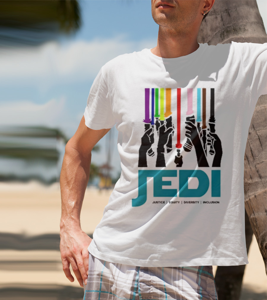 Jedi Justice Equity Diversity Inclusion Lightsaber Colors T-Shirt