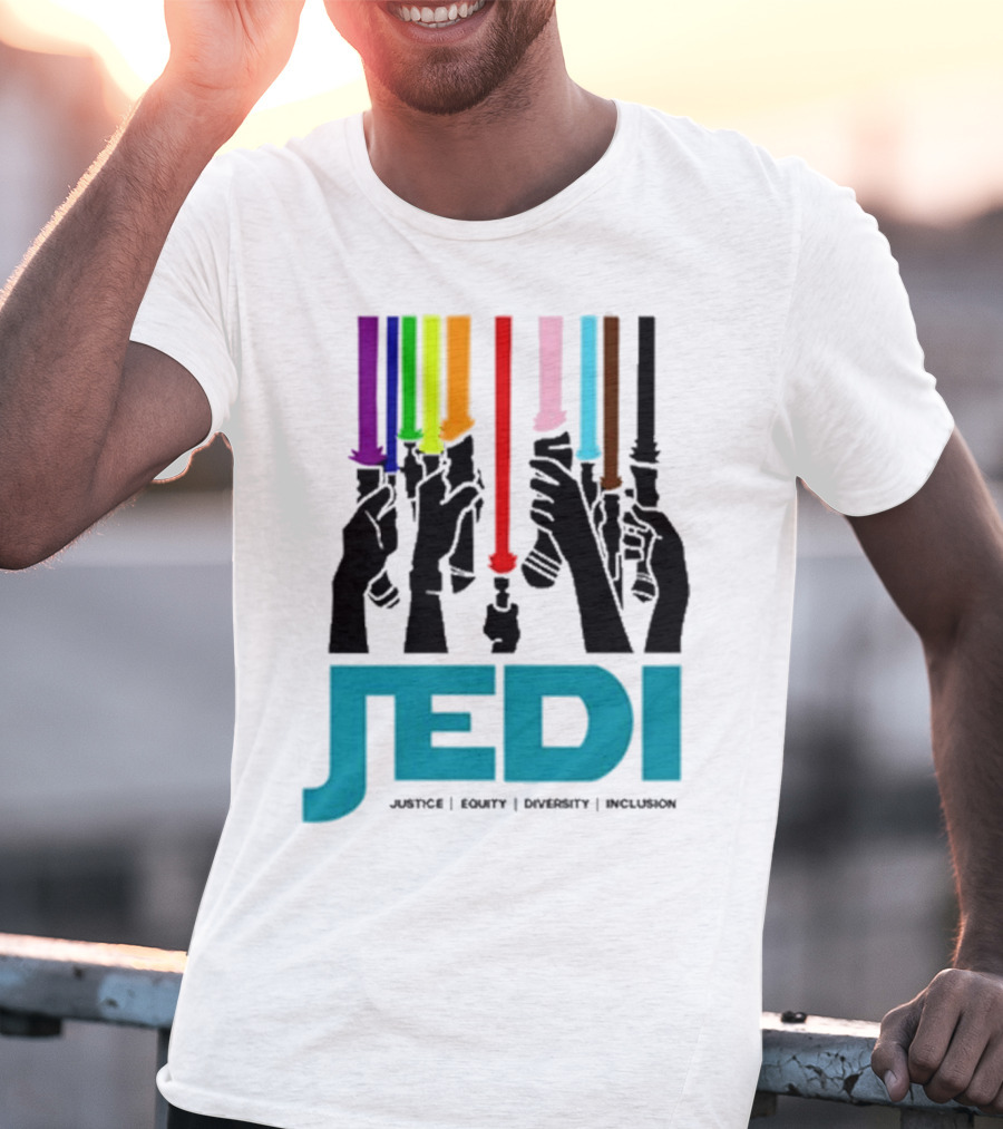 Jedi Justice Equity Diversity Inclusion Lightsaber Colors T-Shirt