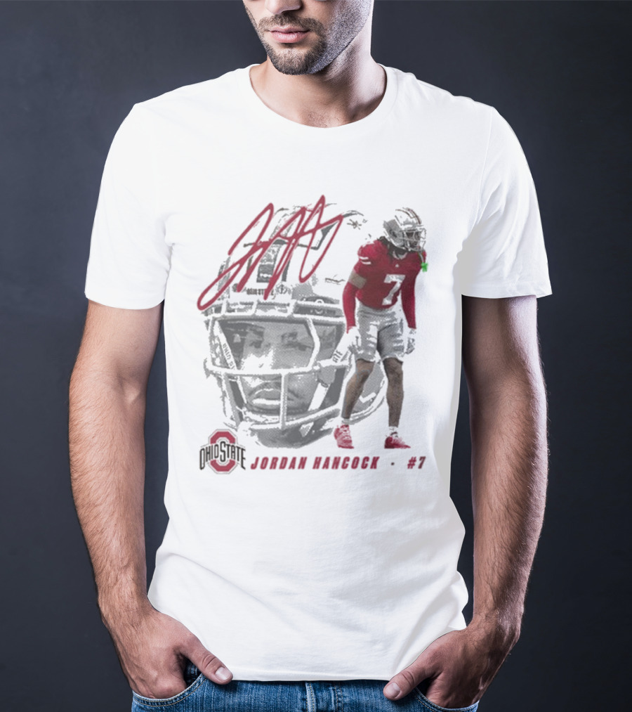 Ohio State Football Jordan Hancock #7 Player Signature T-Shirt