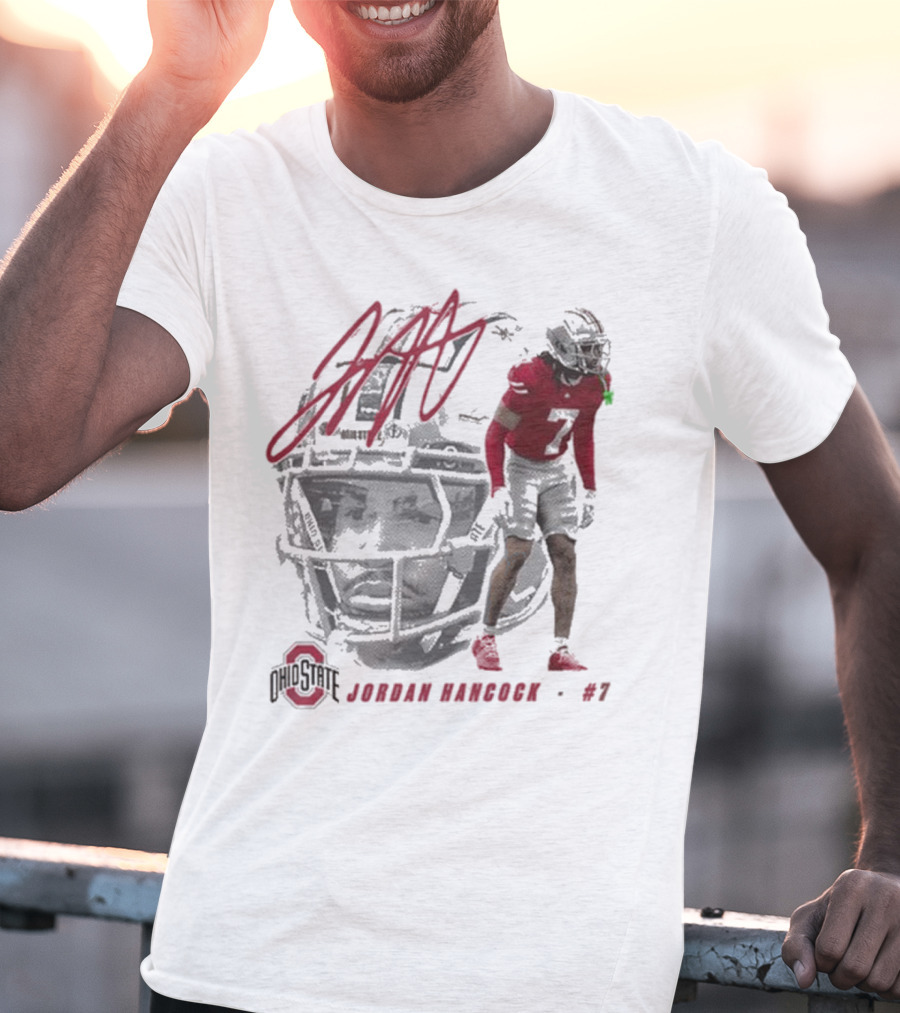 Ohio State Football Jordan Hancock #7 Player Signature T-Shirt