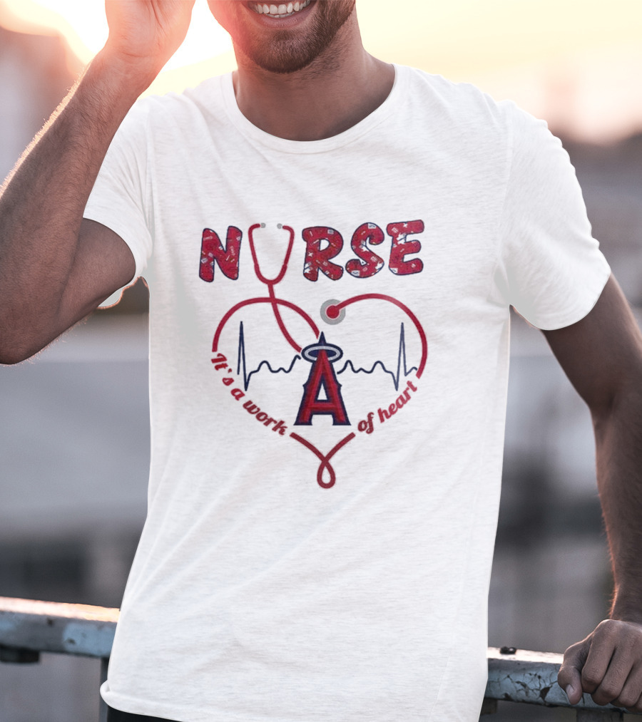 Los Angeles Angels Nurse Heartbeat Stethoscope 2025 Appreciation Night Baseball T-Shirt