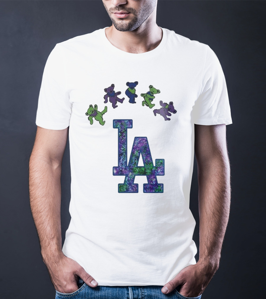Los Angeles Dodgers Grateful Dead Night 2025 LA Logo Dancing Bears T-Shirt