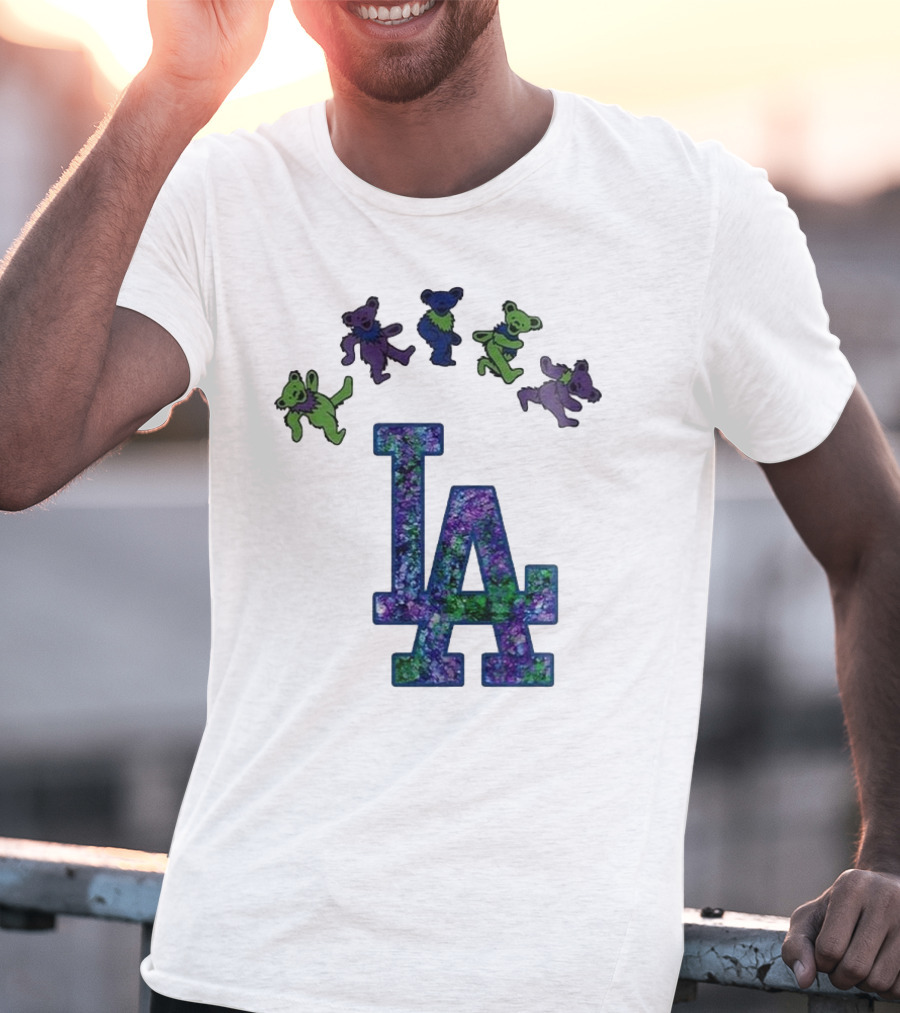 Los Angeles Dodgers Grateful Dead Night 2025 LA Logo Dancing Bears T-Shirt