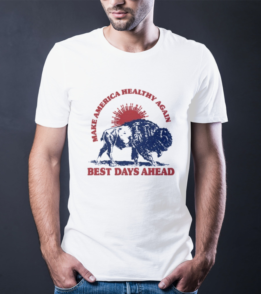 Make America Healthy Again Best Days Ahead Buffalo Bison Sunburst T-Shirt