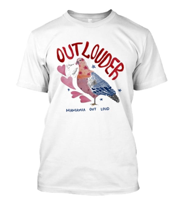 Mamamia Out Loud Outlouder Pigeon With Hearts And Stars T-Shirt