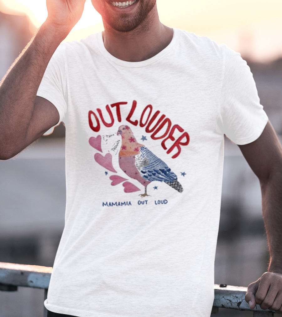 Mamamia Out Loud Outlouder Pigeon With Hearts And Stars T-Shirt