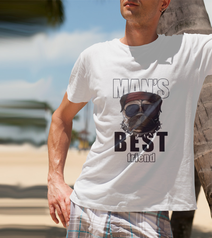 Man's Best Friend Bulldog With Bandana And Sunglasses T-Shirt