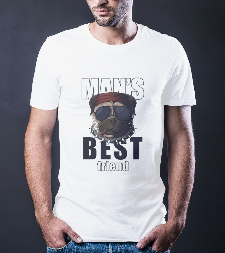 Man's Best Friend Bulldog With Bandana And Sunglasses T-Shirt