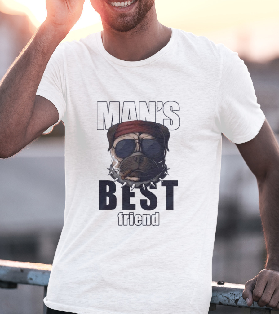 Man's Best Friend Bulldog With Bandana And Sunglasses T-Shirt