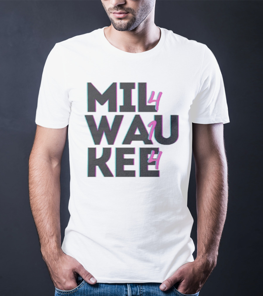 Milwaukee 414 Vintage Neon Typography Bold Statement T-Shirt