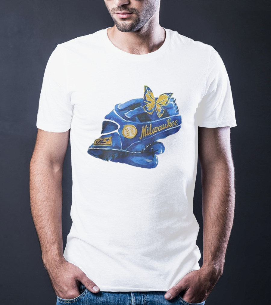 Milwaukee Brewers Hupy And Abraham Day Catcher's Mask With Butterfly And Key Symbols T-Shirt