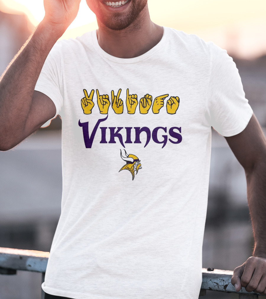 Minnesota Vikings NFL ASL Love Sign American Sign Language T-Shirt