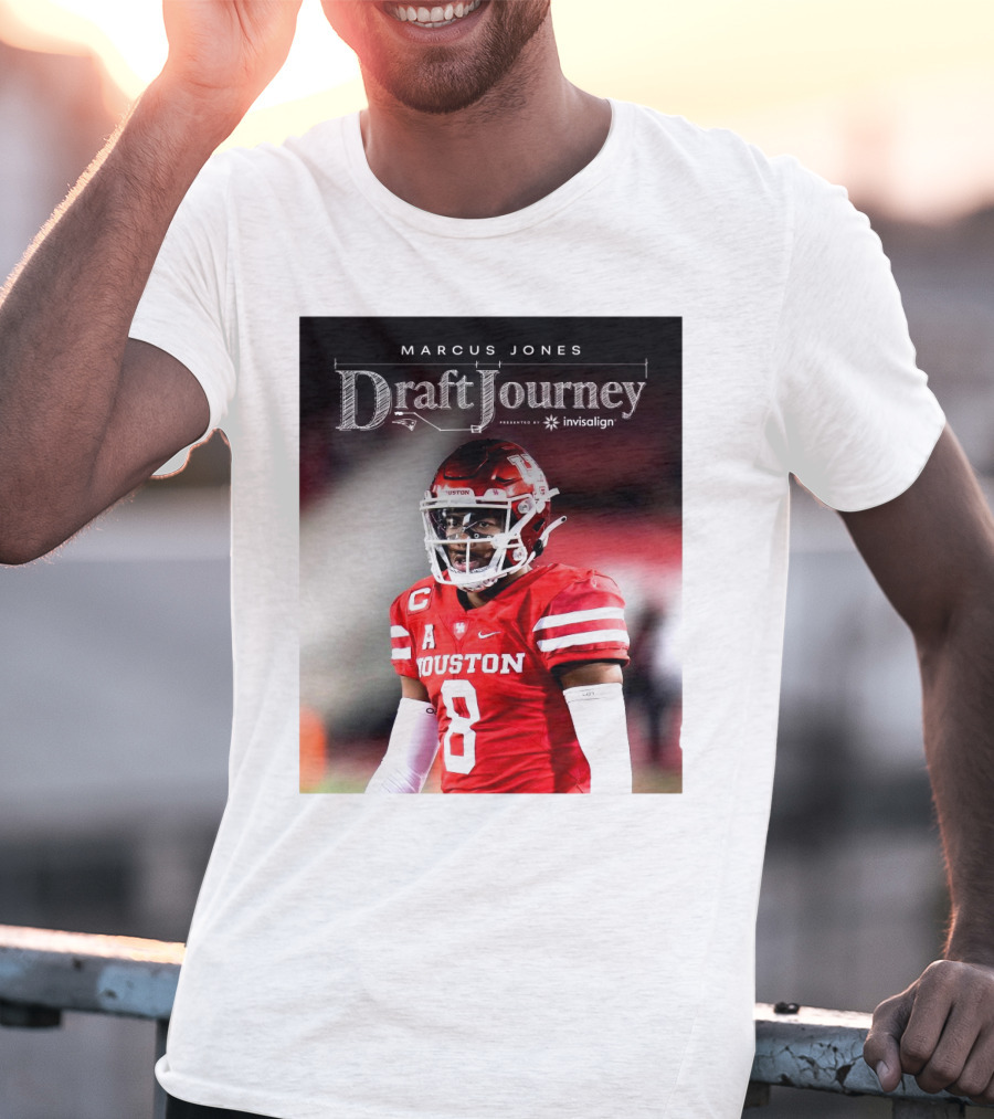 Marcus Jones New England Patriots NFL Draft Journey Houston Football T-Shirt