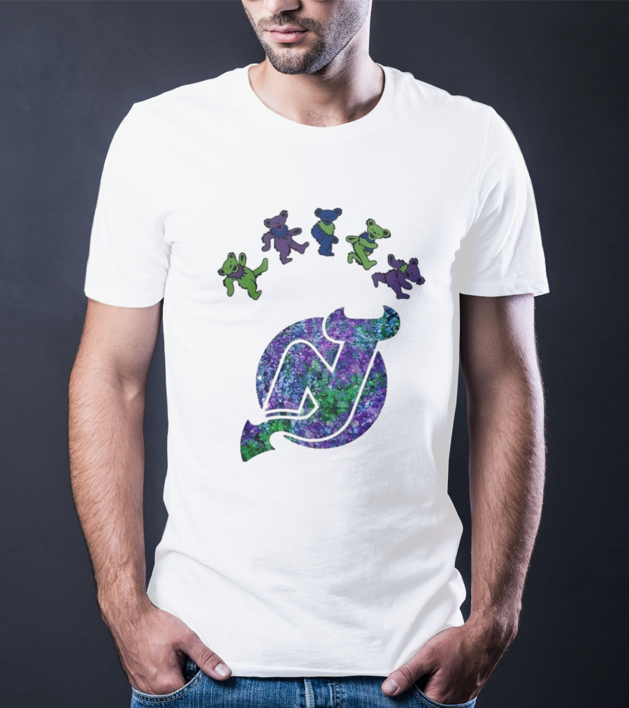 New Jersey Devils Grateful Dead Night 2025 Dancing Bears Iconic Hockey Event T-Shirt