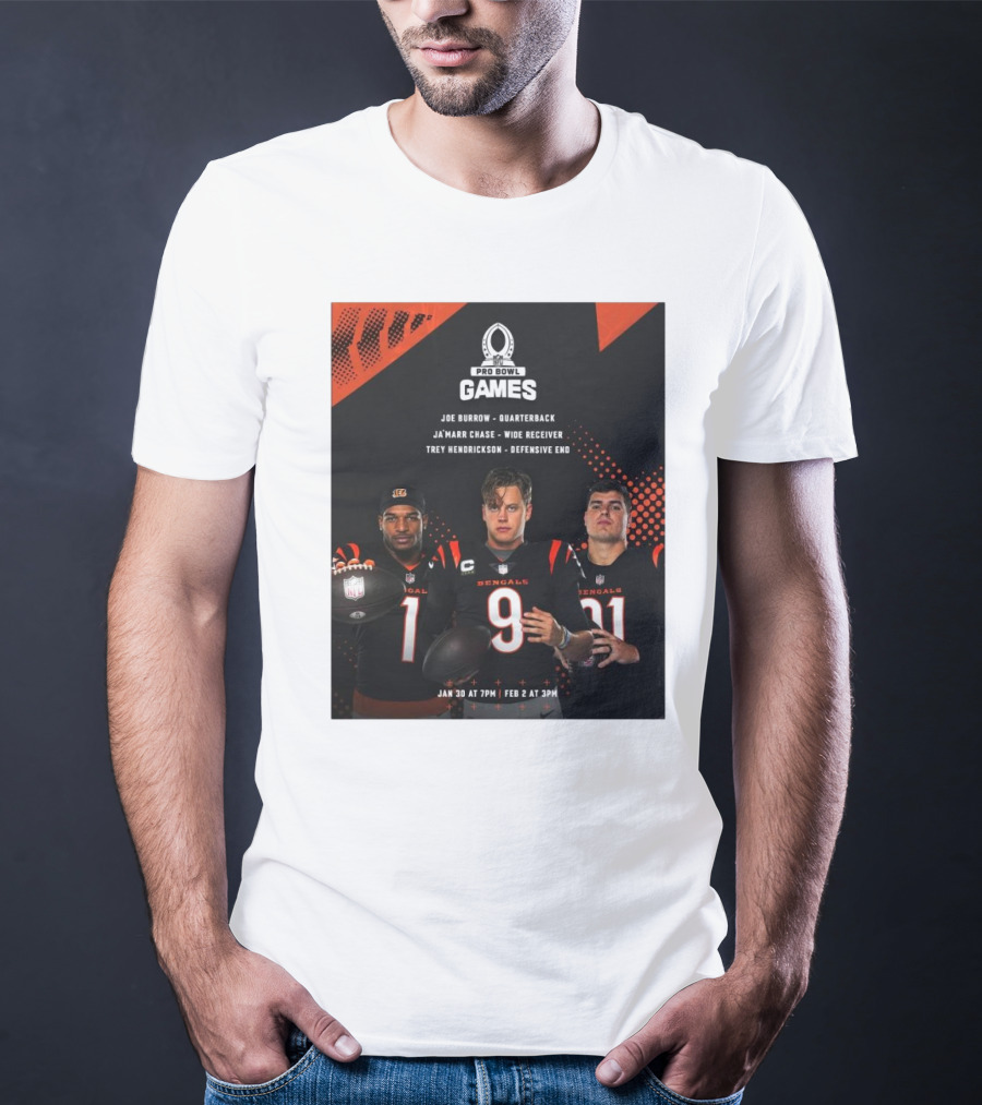 Pro Bowl Games 2025 Joe Burrow Ja’marr Chase Trey Hendrickson Jan 30 Feb 2 Bengals NFL T-Shirt