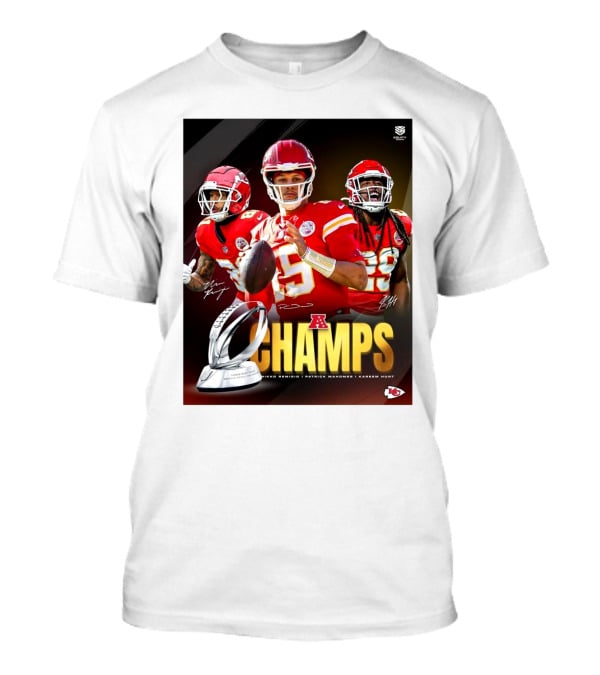 Kansas City Chiefs AFC Champs Nikko Remigio Patrick Mahomes II Kareem Hunt Signatures T-Shirt