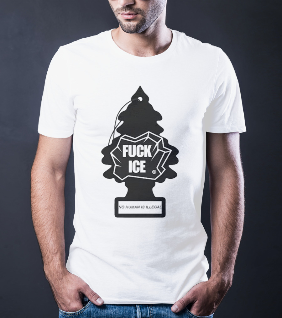 No Human Is Illegal Fuck ICE Tree Shape T-Shirt