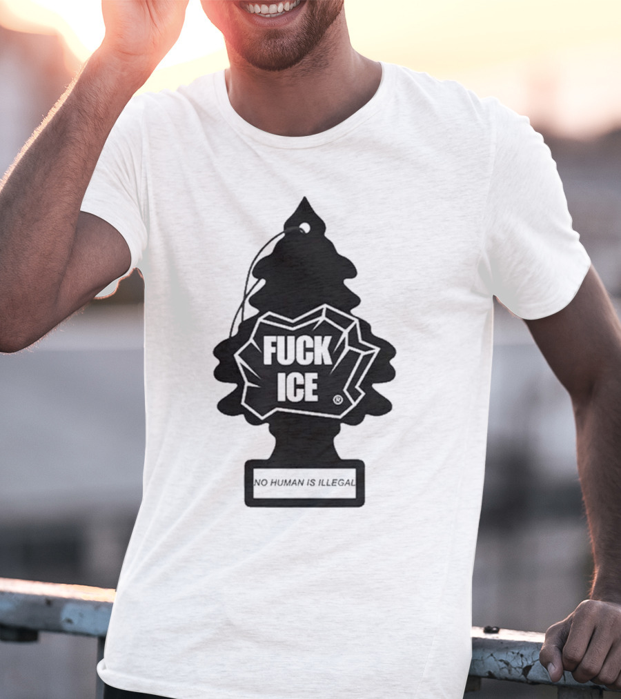 No Human Is Illegal Fuck ICE Tree Shape T-Shirt
