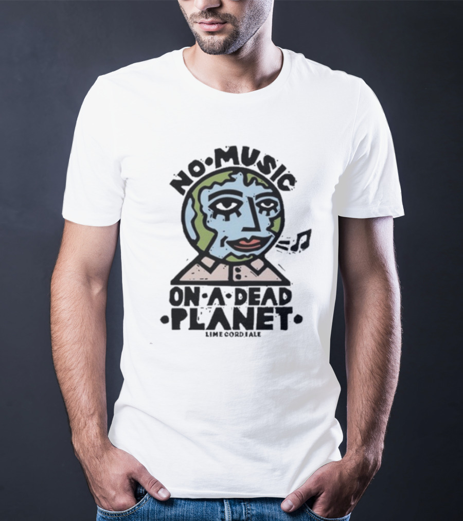 No Music On A Dead Planet Earth Head With Collar T-Shirt