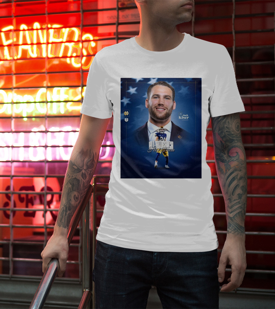 Notre Dame Football CSC Academic All-America First Team Jack Kiser Linebacker 24 Star Background T-Shirt