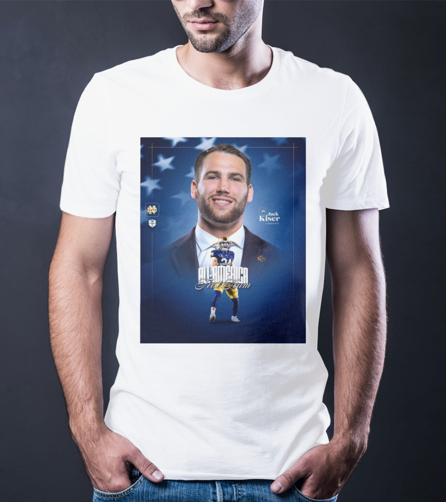 Notre Dame Football CSC Academic All-America First Team Jack Kiser Linebacker 24 Star Background T-Shirt