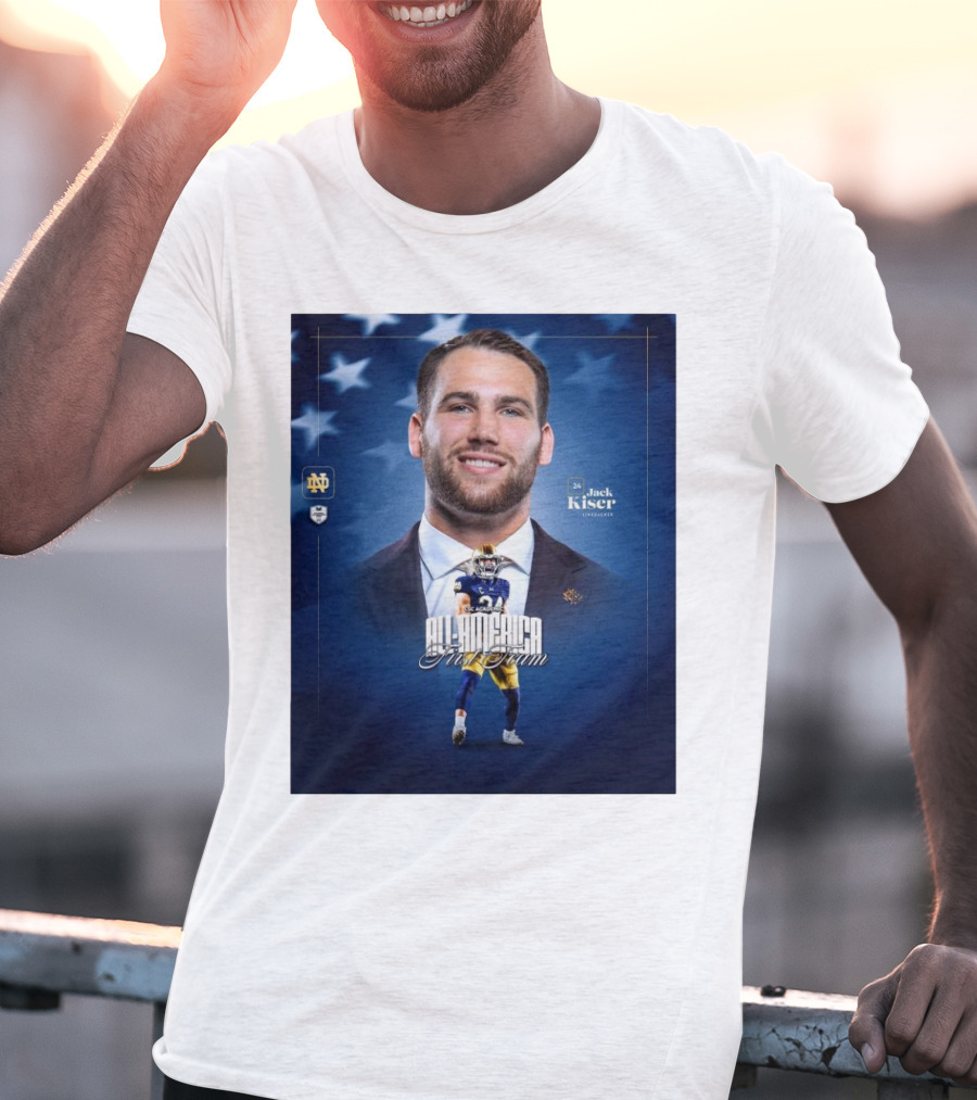 Notre Dame Football CSC Academic All-America First Team Jack Kiser Linebacker 24 Star Background T-Shirt