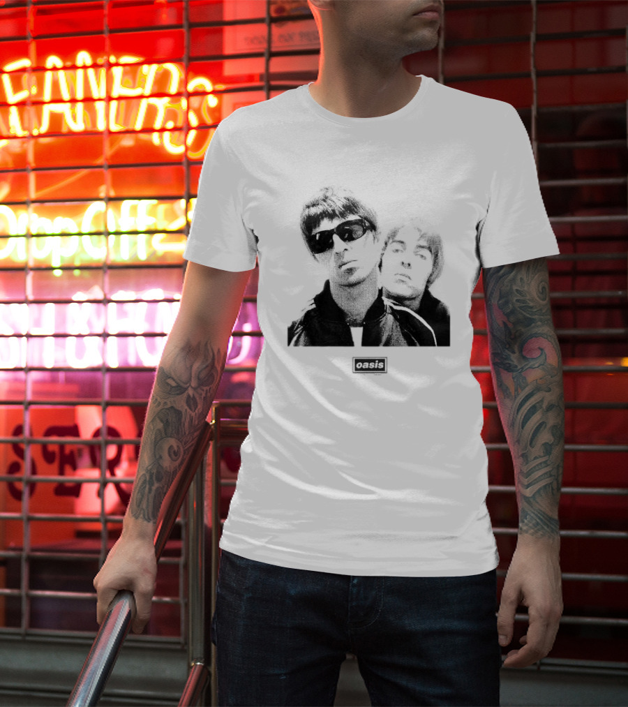 Oasis Boxed Web Exclusive Liam And Noel Gallagher Black And White T-Shirt