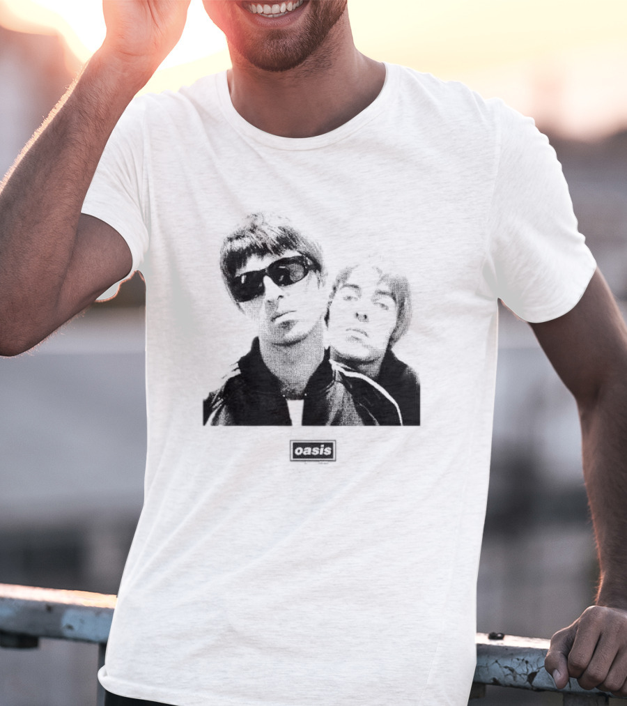 Oasis Boxed Web Exclusive Liam And Noel Gallagher Black And White T-Shirt