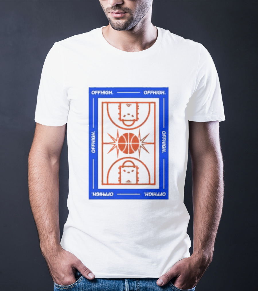 Offhigh Home White Basketball Court Blueprint T-Shirt