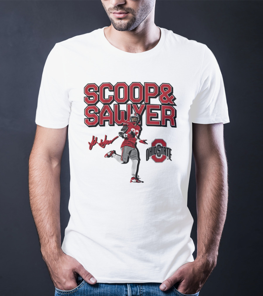 Ohio State Scoop And Sawyer Jack Sawyer Signature Buckeyes Football T-Shirt