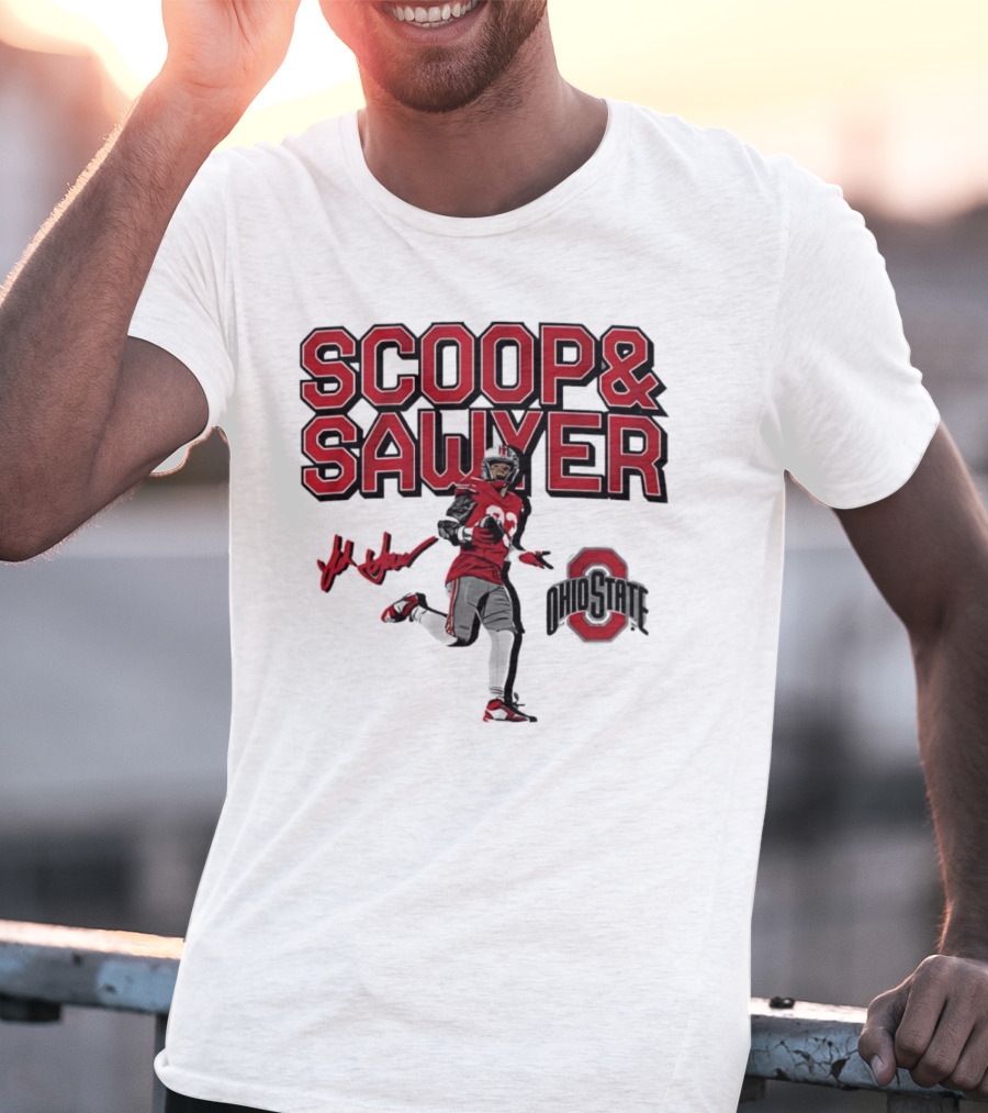 Ohio State Scoop And Sawyer Jack Sawyer Signature Buckeyes Football T-Shirt