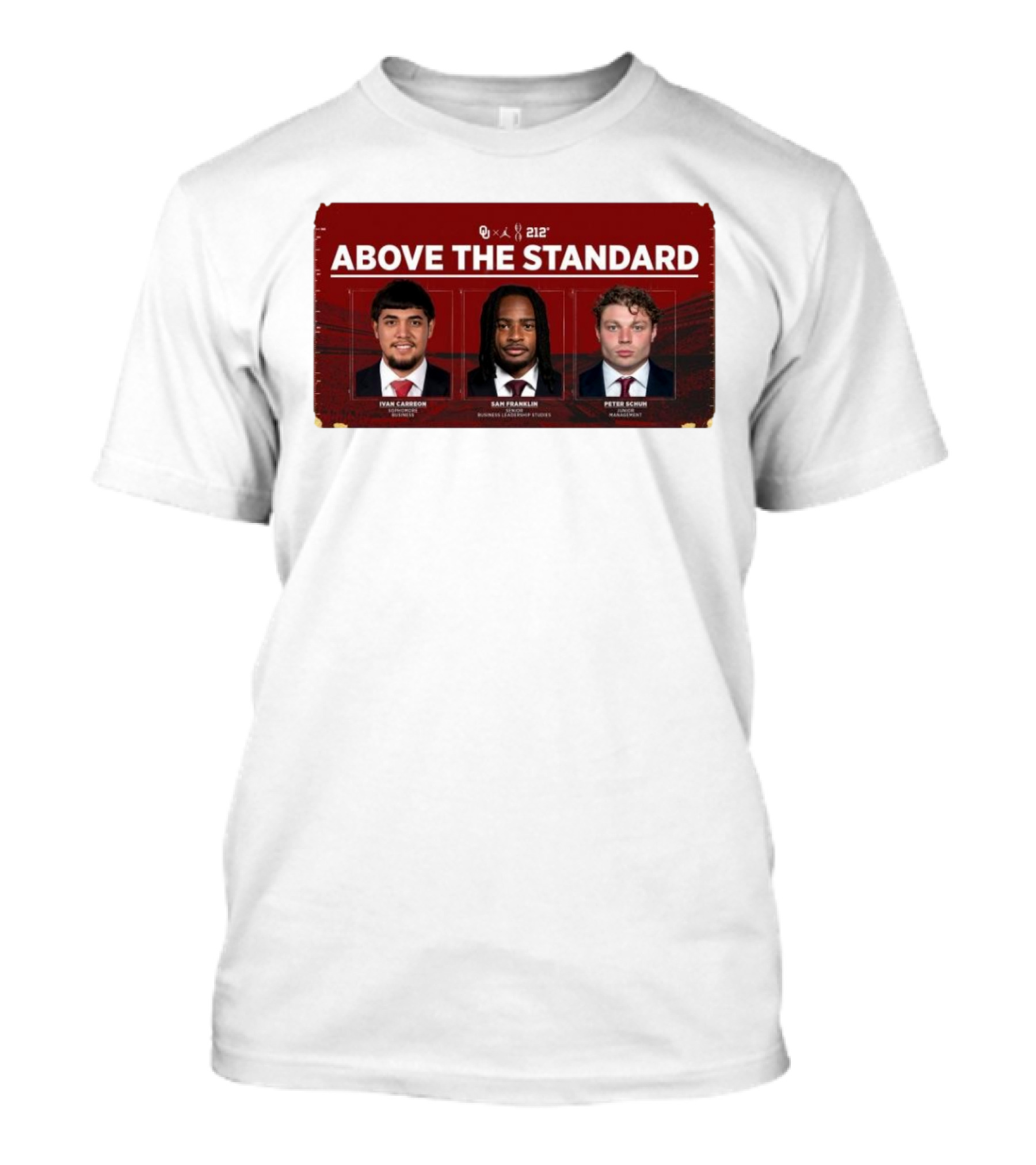 OU 212° Above The Standard Ivan Carreon Sam Franklin Peter Schuh Football T-Shirt