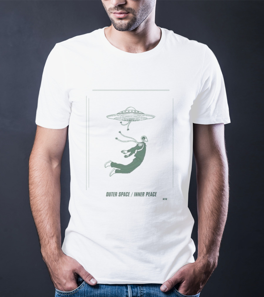 Outer Space Inner Peace UFO Meditation Floating Human T-Shirt