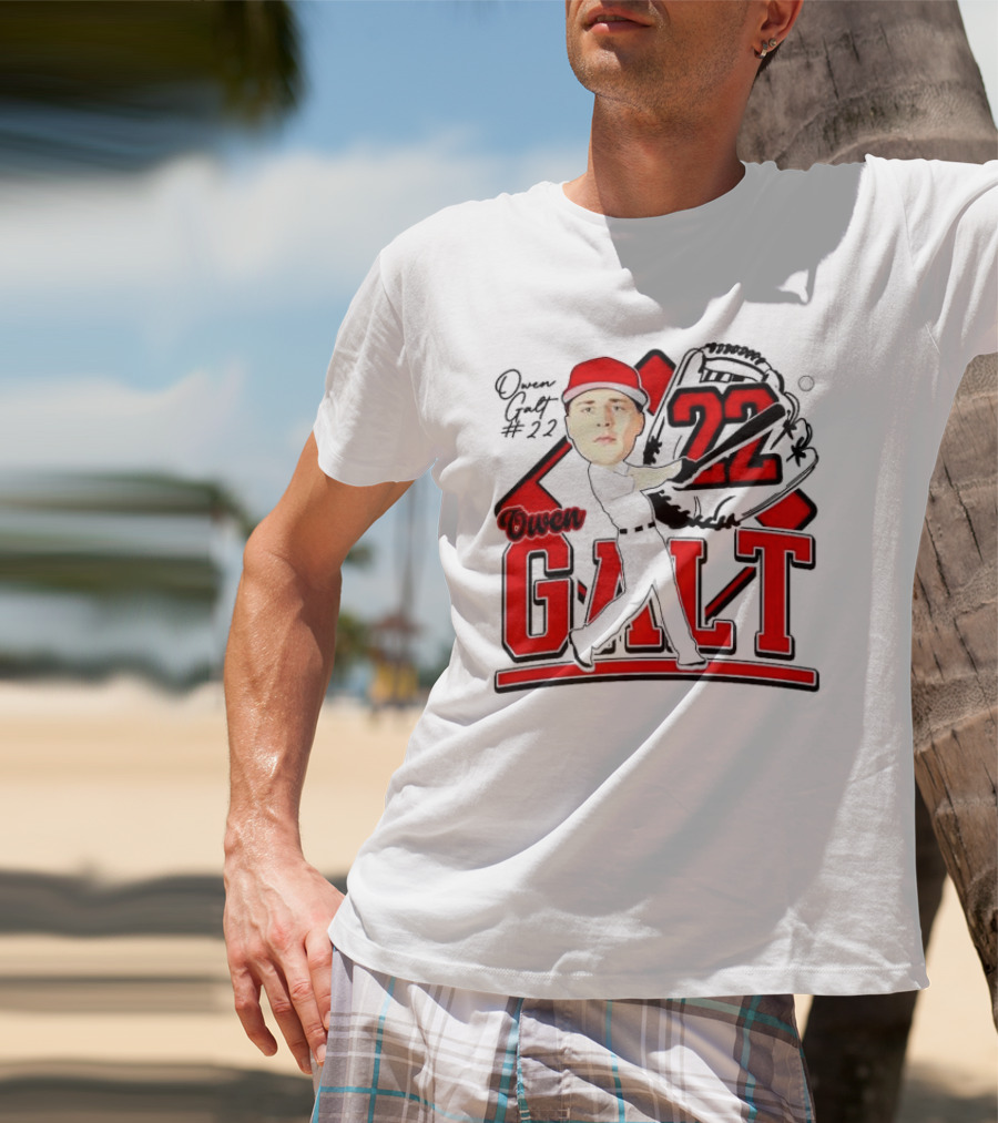 Owen Galt 22 Louisiana Ragin Cajuns Baseball Player Caricature T-Shirt