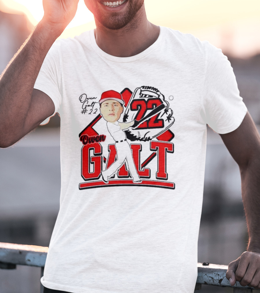 Owen Galt 22 Louisiana Ragin Cajuns Baseball Player Caricature T-Shirt