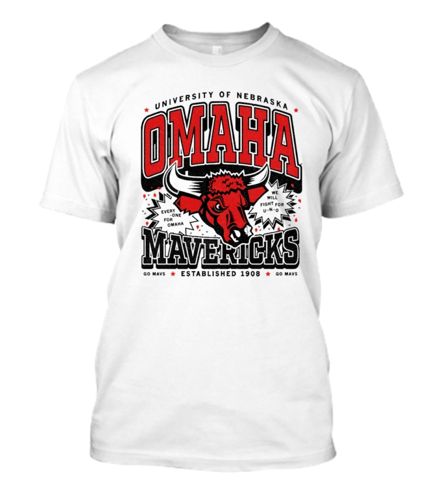 Omaha Mavericks Max Collegiate Bull Symbol With Stars T-Shirt