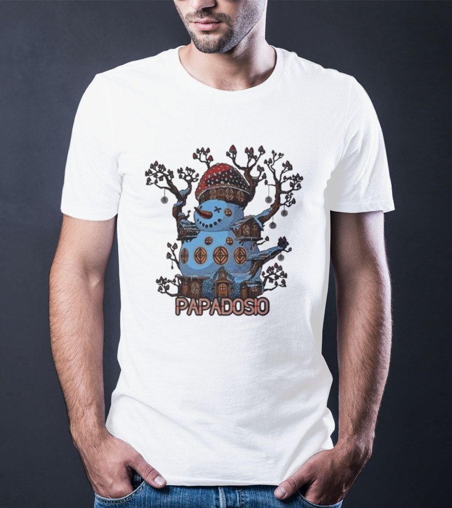 Papadosio Crimbus Snowman With Red Hat And Light Symbols T-Shirt