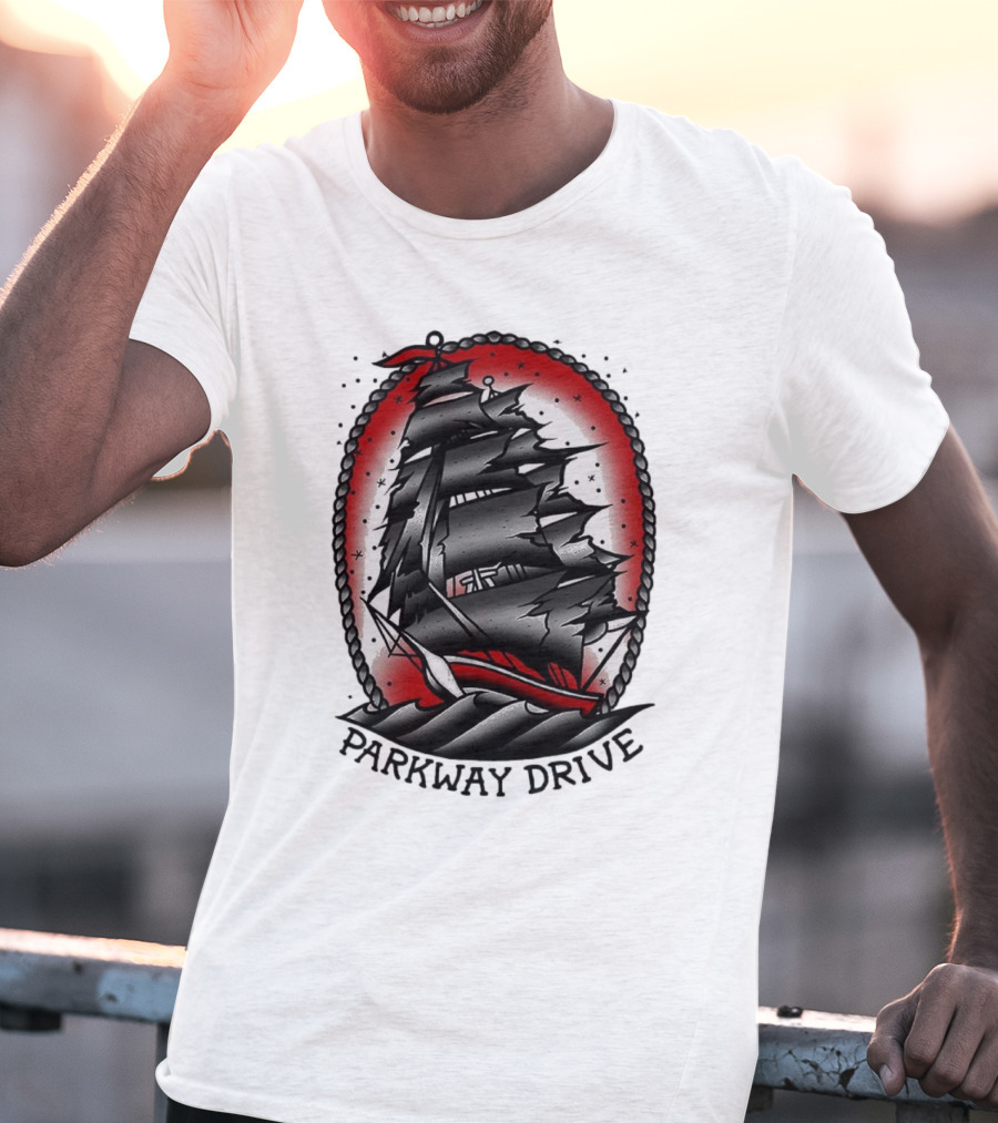 Parkway Drive Home Is For The Heartless Ship Ocean Tattoo Art Style T-Shirt