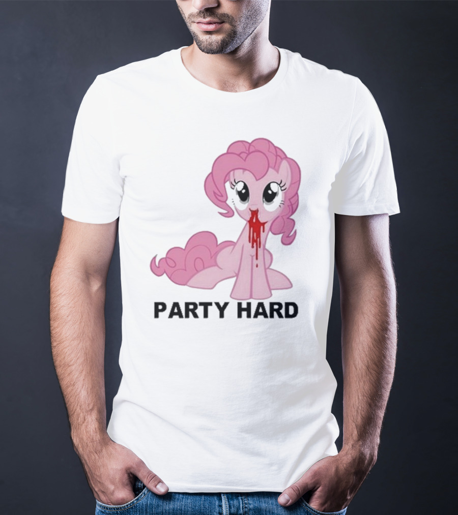 Party Hard Pony Creepy Pink Character Emo Aesthetic T-Shirt