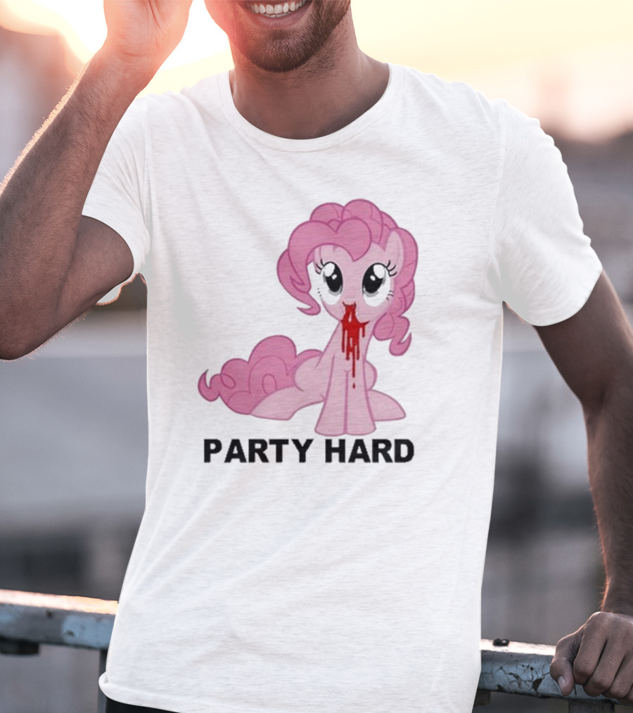 Party Hard Pony Creepy Pink Character Emo Aesthetic T-Shirt