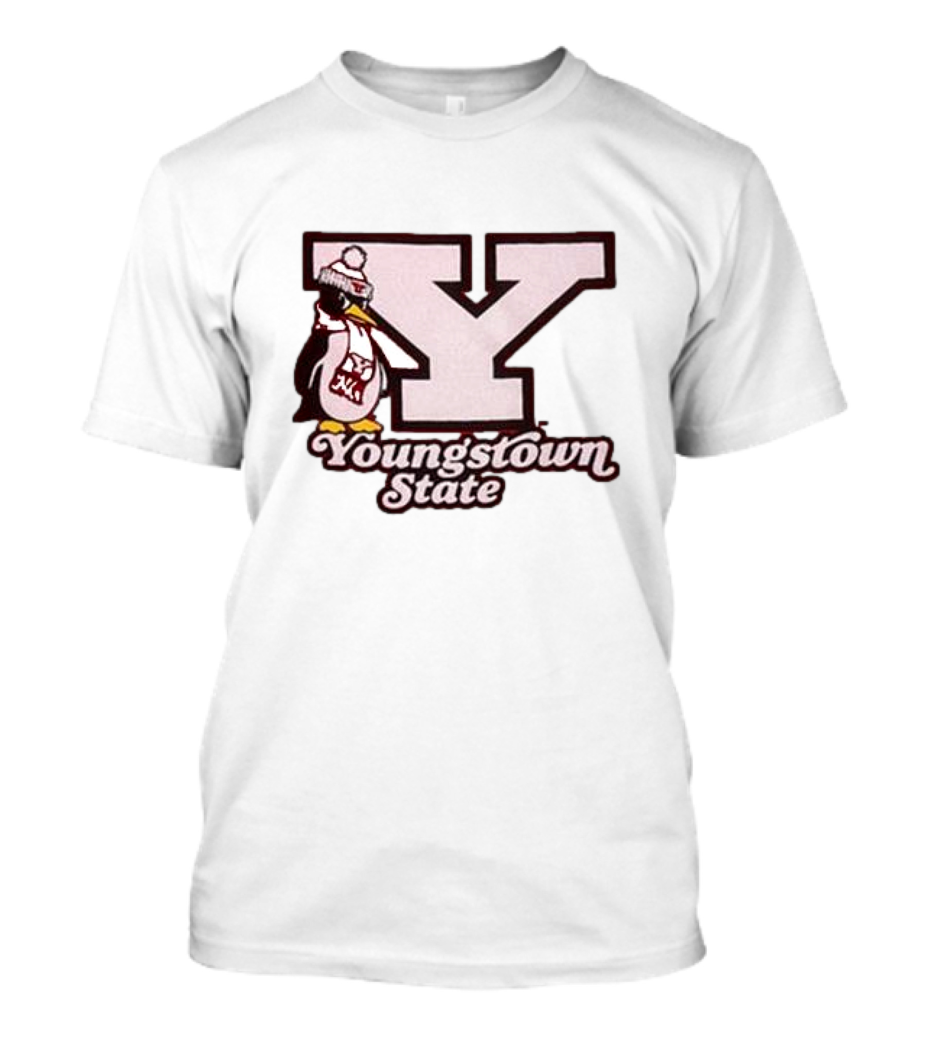 Youngstown State Pete Block Y Logo And Penguin With Scarf T-Shirt