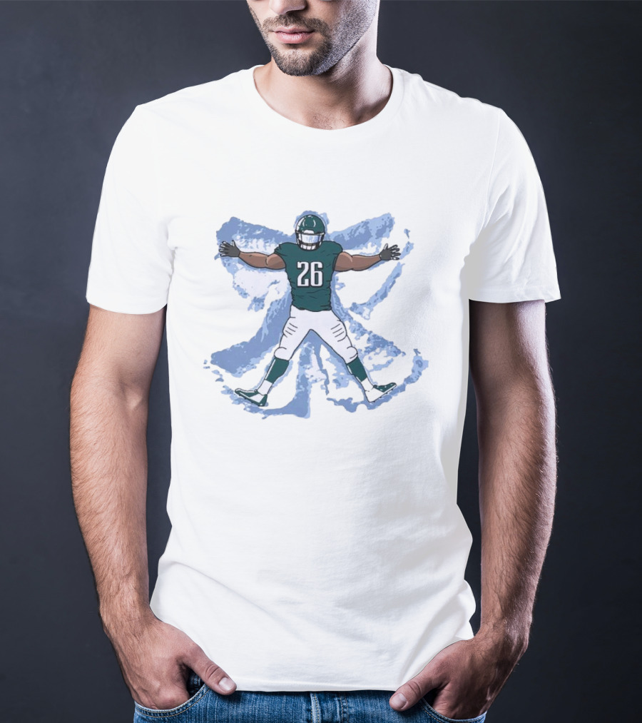 Philadelphia Eagles Philly Football Snow Angel Player 26 Green Uniform T-Shirt